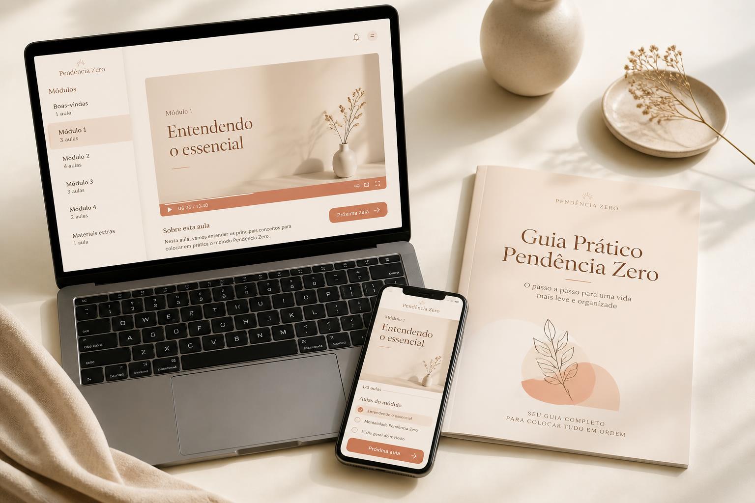 Mockup do Guia Prático Pendência Zero e da plataforma